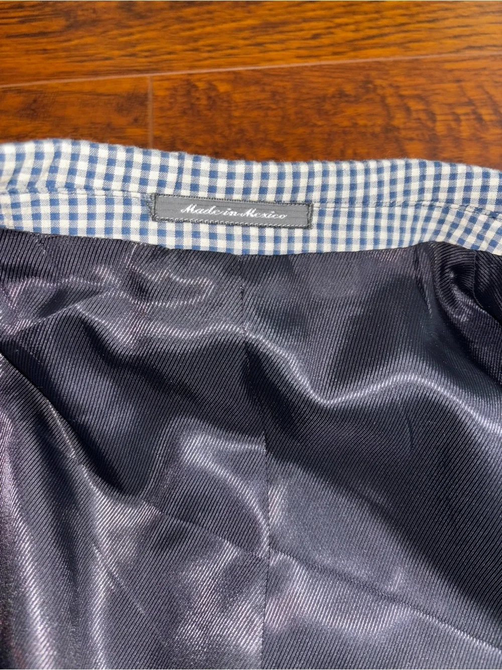 Orvis Sport Coat Navy Blue and White Gingham Plaid Dress Coat Size 40 R